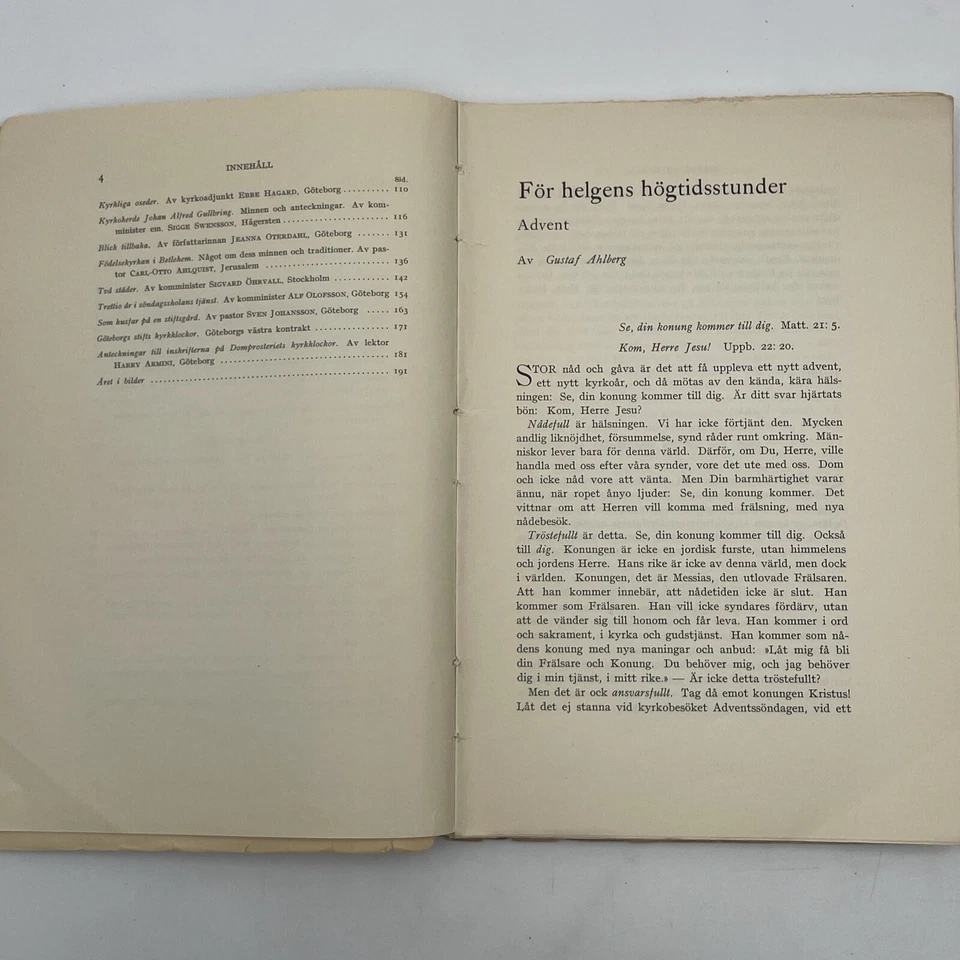 Vintage 1954 Swedish Christmas Book Julboken Prayers Bible Study PB Illustrated  - Image 4 of 4