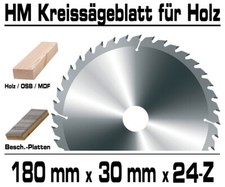 Hartmetall Kreissägeblatt 180 x 30 mm x 24 Zahn Holz Kappsäge Hand Kreissäge XT