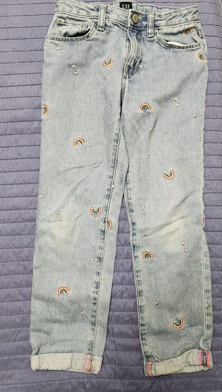 GAP Girls Sz 8 Jeans With Rainbow
