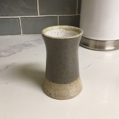 JOMO pottery simple speckled 5  vase glazed white beige gray neutral