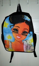 African Girl Print Laptop Backpack / School Book Bag - 14 1/2" x 11" x 4 1/2"