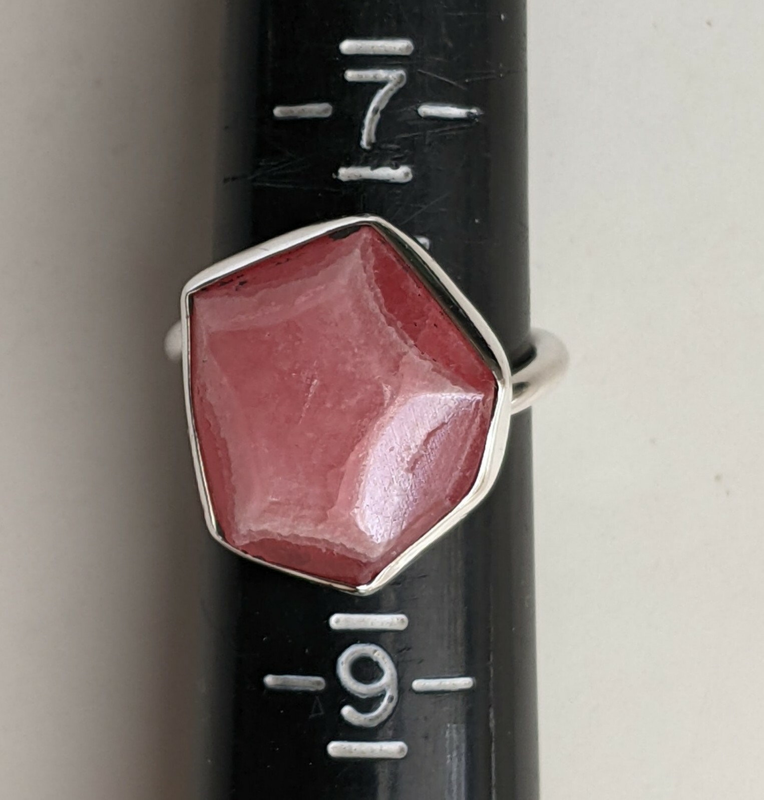 Sterling Silver Pink Geode Slice Ring Natural Sto… - image 12