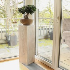 Säule Holzsäule Dekosäule Podest Ständer Sockel Blumenständer Holz Weiß 75 cm