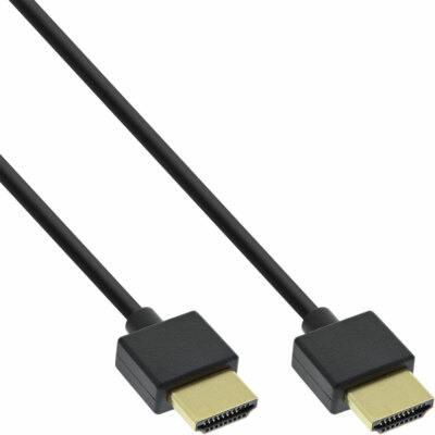 HDMI  Superslim Kabel A zu A Highspeed mit Ethernet Premium schwarz / gold 1,5m