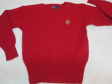 VTG Polo Ralph Lauren 100 Wool Crest Crewneck Sweater Red  Medium Runs Small 