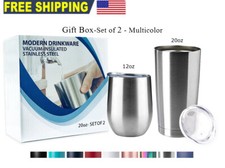 20oz 12oz Set Stainless Steel Tumbler Sip Lid...