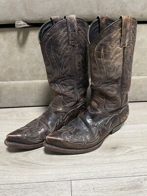 Vintage Sendra Cowboy Western Boots Brown Leather Handcrafted Spain Size 8