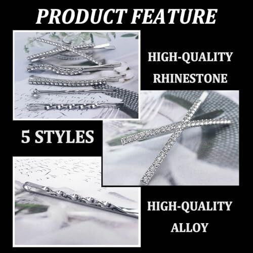 16 Pieces Silver Rhinestone Bobby Pins Set Delicate Decorative Fancy Crystal - Bild 4 von 6