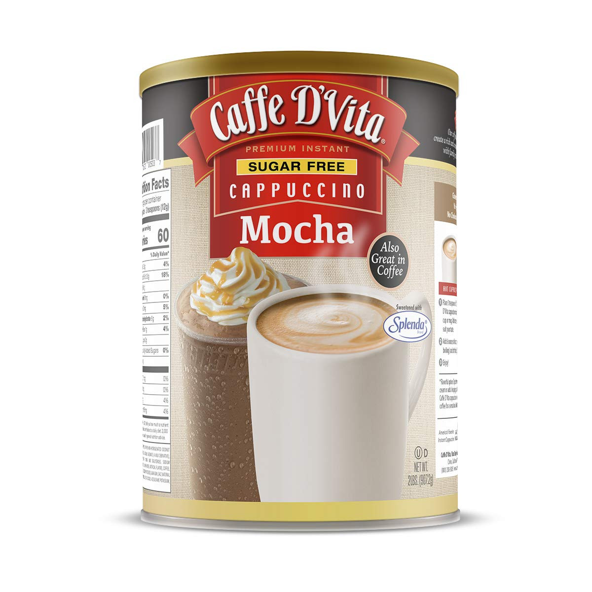 Смесь для приготовления мокко-капучино Caffe DVita без сахара - Смесь для приготовления мокко без сахара и глютена