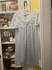 Vintage Lady Manhattan Blue Silky Nightgown Medium/Large Perhaps