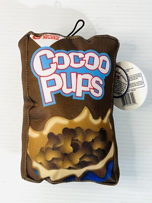 Spot Fun Food   Cocoo Pups   Dog Toy 8  Cereal Box Stuffed Chew Squeek Toy NEW