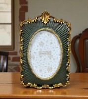 Clayre & Eef Bilderrahmen Antikstil Gold GrüN Barock Ranken 22,5X15Cm Neu