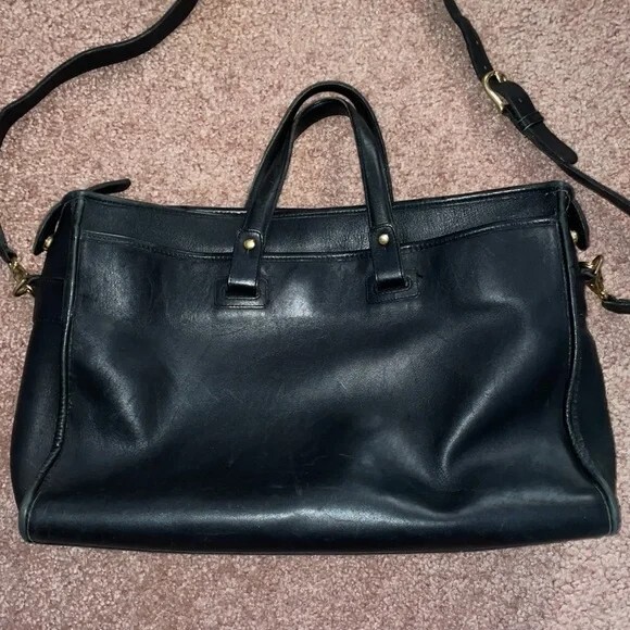 vintage coach black leather briefcase Gem