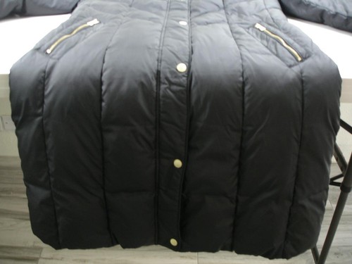 Womens sz L Cole Haan Black Long Puffer Down Insulated Coat Quilted Maxi Pockets - Picture 11 of 21