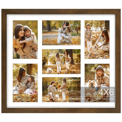 13.6x19.7 Collage Photo Frame for 9-4x6 Pictures Solid Wood Tempered Glass