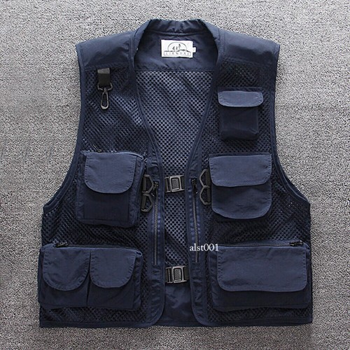 Lady Men Mesh Utility Vest Jacket Waistcoat Fishing Gilet Multi Pockets Workwear - Picture 23 of 29