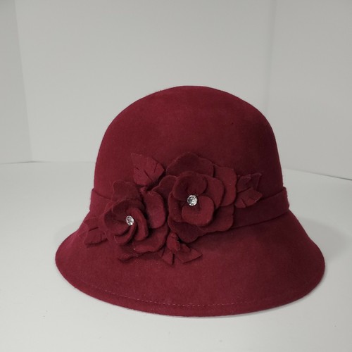 Adora Brim Wool Cloche Hat Burgundy 