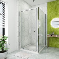 Pivot Shower Door Enclosure Walk in Glass Screen Cubicle Side Panel and Tray