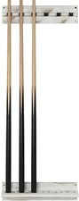 6 Sticks Vintage Whitewashed Wood Billiards Pool Cue Wall Mount Rack with Clips