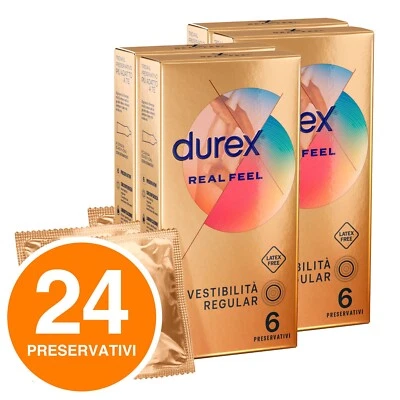 Preservativi Anallergici DUREX REAL FEEL 24 Profilattici Senza Lattice 4x6