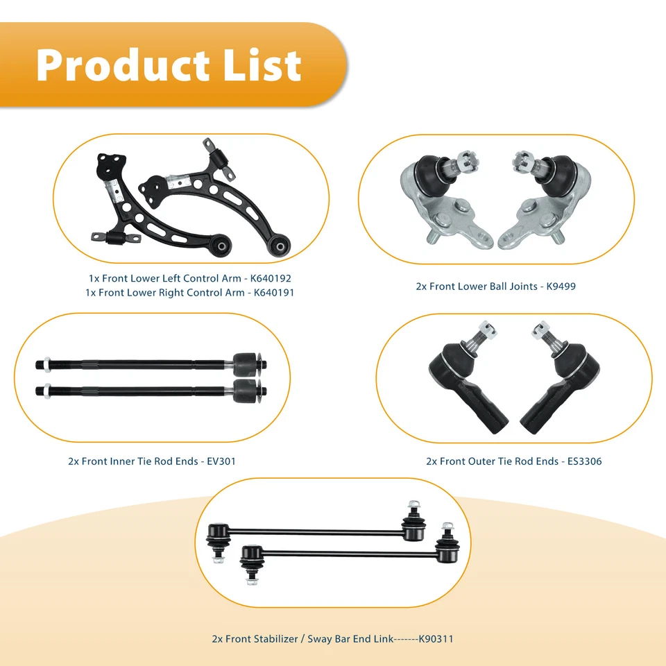 Kit de barra estabilizadora de brazo de control inferior delantero de 10 piezas para Toyota Camry Lexus ES300 1997-2001 Foto 4 de 4