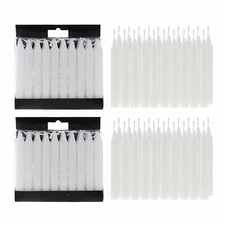 Mega Candles - Unscented 4" Chime / Spell Taper Candles - White, Set of 40