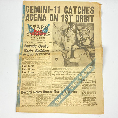 VTG 1966 Pacific Stars & Stripes Newspaper Gemini 11 Cassius Clay Beatles