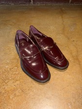 Sarto Women Burgundy Patent Leather Dress Loafers Almond Toe Hardware 8.5