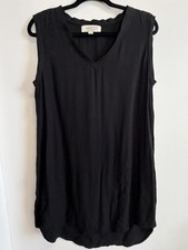 Anthropologie Cloth & Stone Black Sleeveless V-Neck Shift Dress  Size M