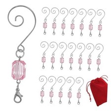 Christmas Ornament Hooks - Light Pink Acrylic Jewel - Silver Wire 20 pack