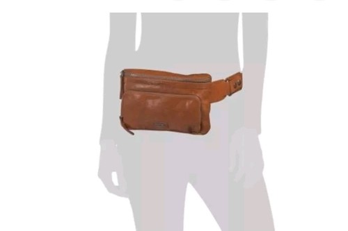 SPIKES & SPARROW Leather Belt Bag With Front Zip Pocket Camel Brown NWT NEW - Picture 2 of 13