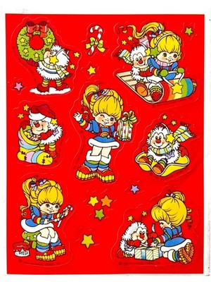 RAINBOW BRITE & TWINK 1983 Hallmark Red Christmas Sticker Sheet Vintage 80s