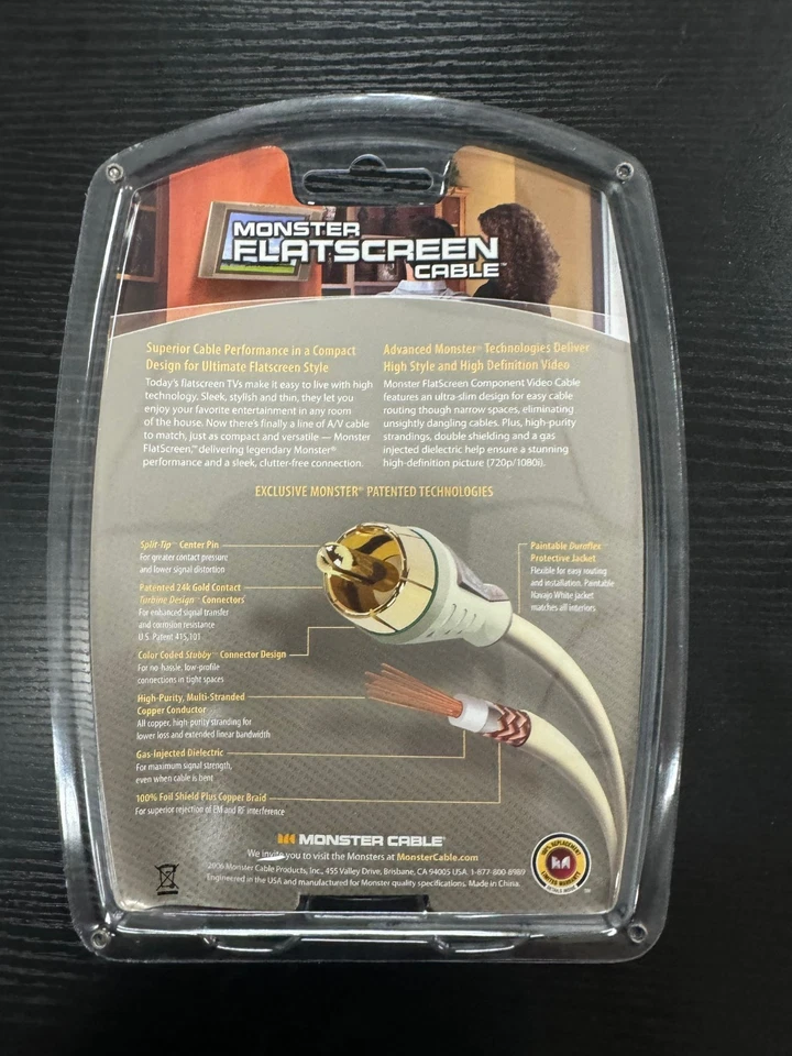 New Monster Flatscreen Component Video Cable 2 Meters 6.56 Feet - Image 2 of 2