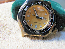 SEIKO SCUBA DIVERS WATCH, GOLD, BLACK BEZEL, DAY DATE, 200m, JUST SERVICED