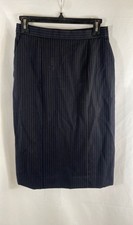 Vintage 80s Christian Dior Women's Navy Pinstripe Wool Pencil Skirt Sz 26