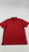 Under Armour Polo Shirt Mens Medium Red HeatGear Golf Performance Loose Fit