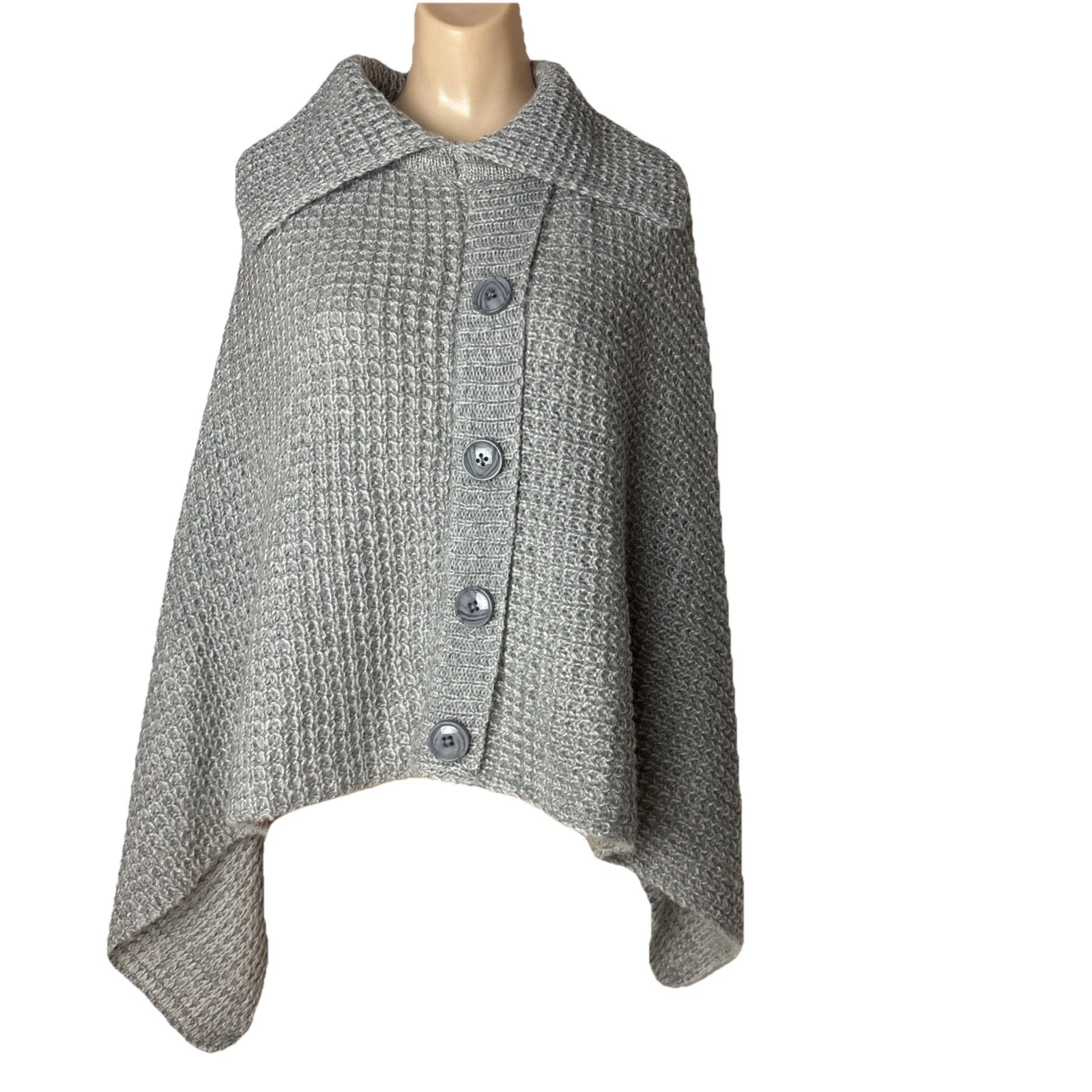 Chicos Womens Classic Triangle Poncho Sweater S/M Gray