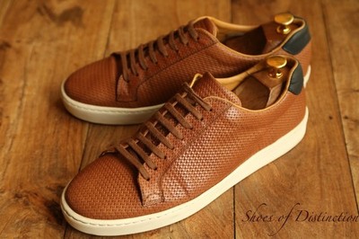 Russell & Bromley hellbraun Leder geflochten Turnschuhe Schuhe Herren UK 9 US 10 EU 43