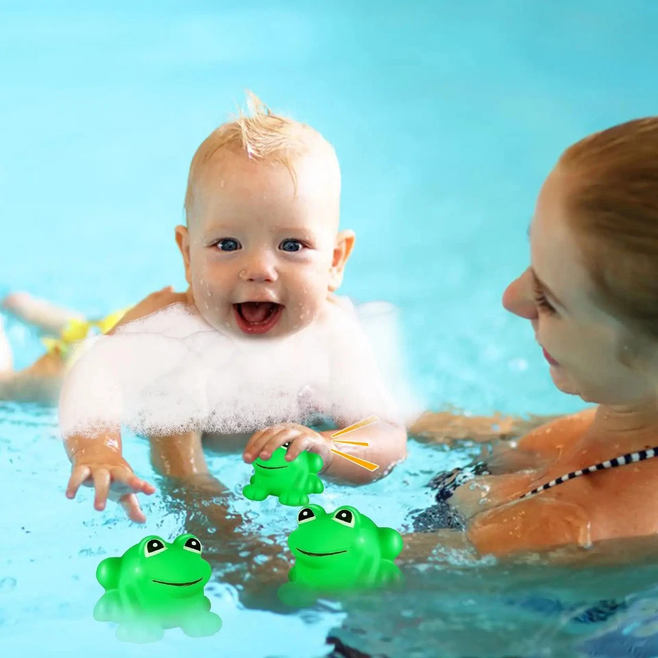 Gummifrosch Badespielzeug Schwimmende Quietschen Kinderfun Miniaturen - Bild 3 von 4
