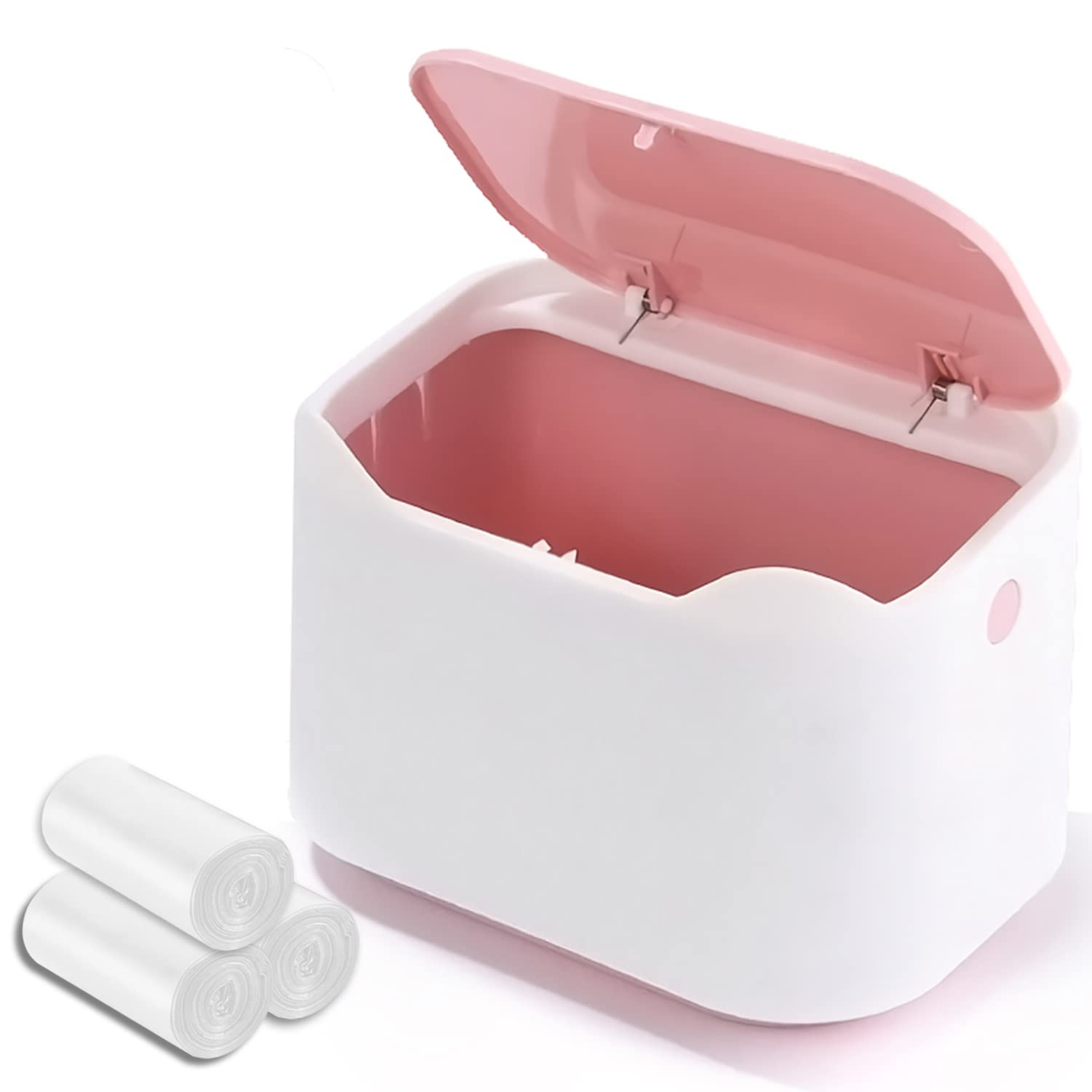 Desk bin trash can with lid, Mini Portable Table Waste bin Desktop Dustbin fo...