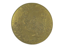 Bas-Relief Ancienne Plaque Décorative Murale En Style Éclectique En Laiton SR9