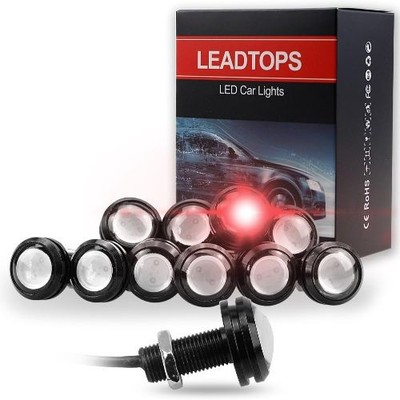 10Pcs 18mm 12V Red Eagle Eye LED Car Fog DRL Daytime Running Light Red light