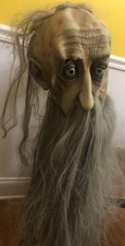 2001 Don Post Studios Hairy Bearded Deranged Old Man Latex Halloween Mask