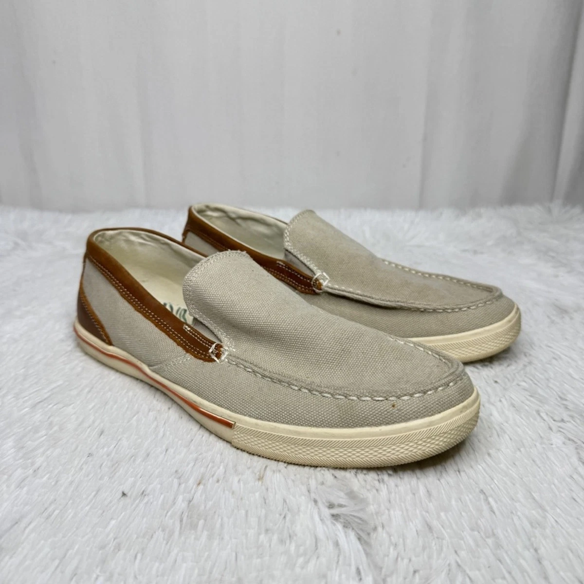 TOMMY BAHAMA / tan canvas Calderon Venetian slip on shoes / 9 Tommy Bahama Loafer Beige Casual Shoes for Men for sale | eBay main image 3
