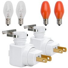 Plug in Night Light Plug with On/Off Switch and Metal Clip,Inculdes 2 7Watt C7 C