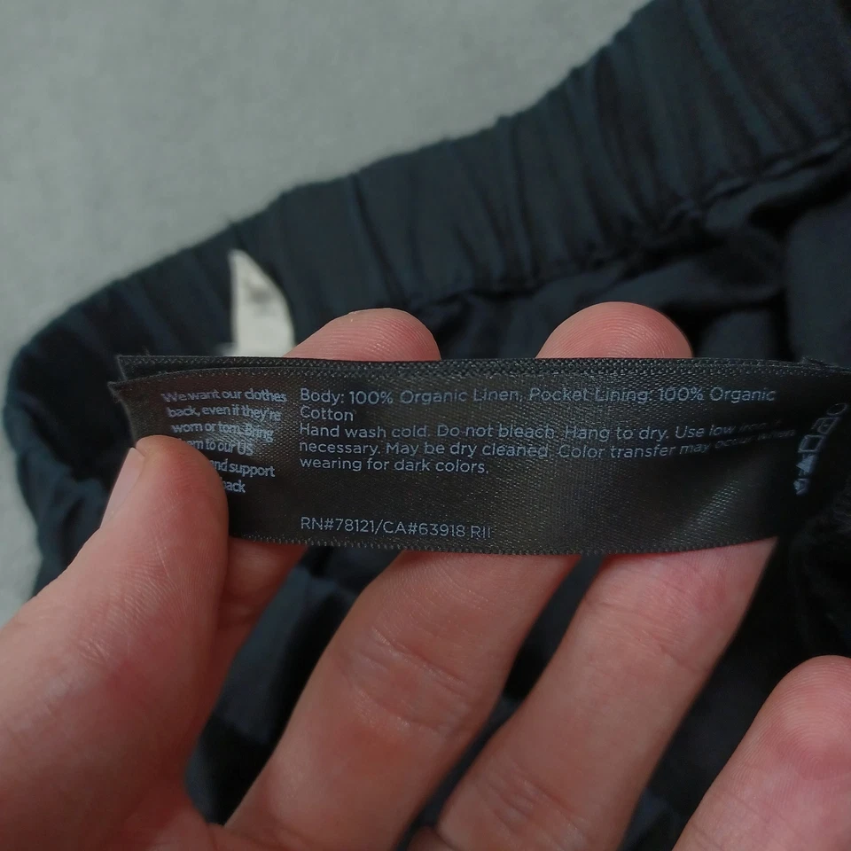 Pantalones Cortos Eileen Fisher Mujer XL Negro Lino Cordón Cintura Elástica Orgánicos Foto 3 de 4