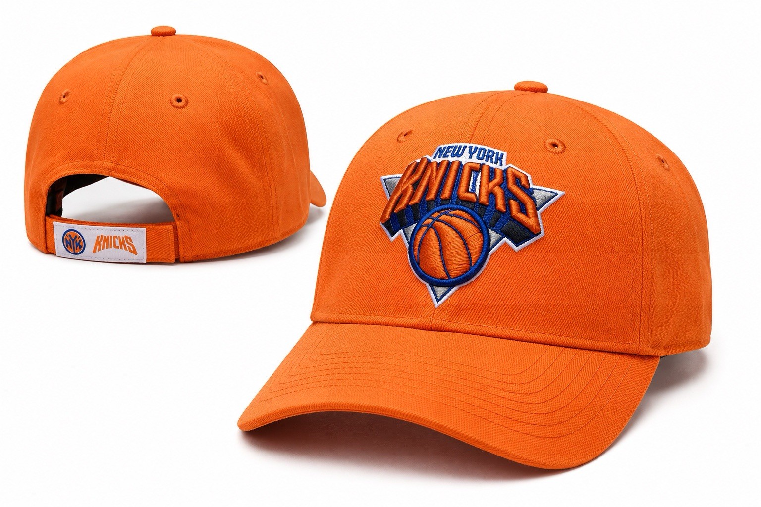 New York Knicks Embroidered Adjustable Curved Brim Hat Orange Strapback  Cap