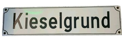 Kieselgrund Germany 2-Sided Porcelain Street Sign Vintage