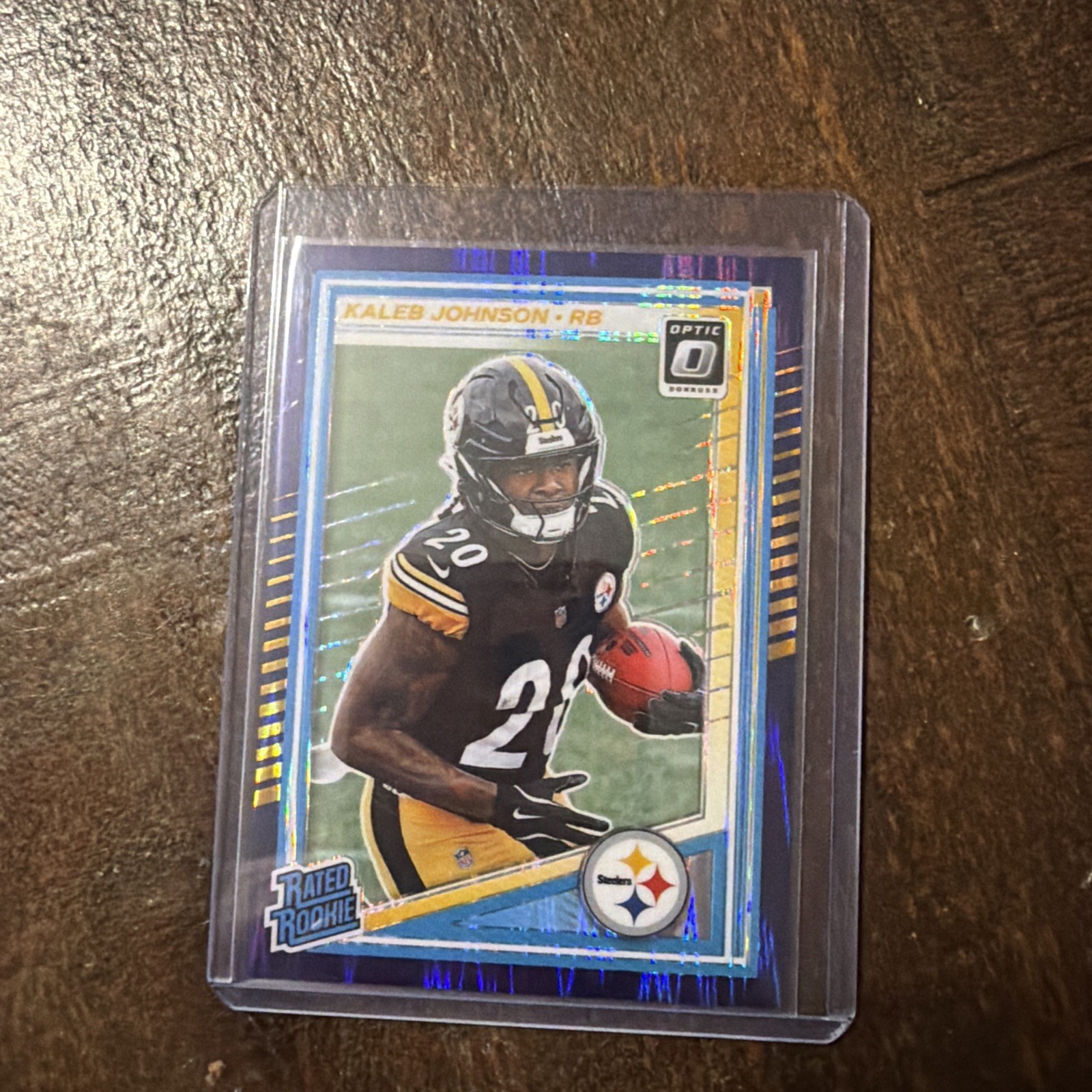 2025 Panini Donruss Optic Rated Rookie Kaleb Johnson #232 Purple Shock Prizm RC