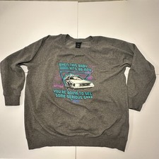 Back to the Future DeLorean 88 MPH Crewneck Sweatshirt Gray 2XL Movie Graphic